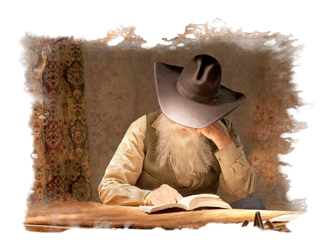 picture of a cowboy reading